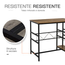 Set Tavolo e 2 Sgabelli Alti con Portabottiglie e Portabicchieri  Nero e Marrone