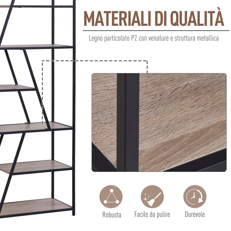 Libreria 9 Ripiani 80x33x180 cm in Legno e Metallo  Nera