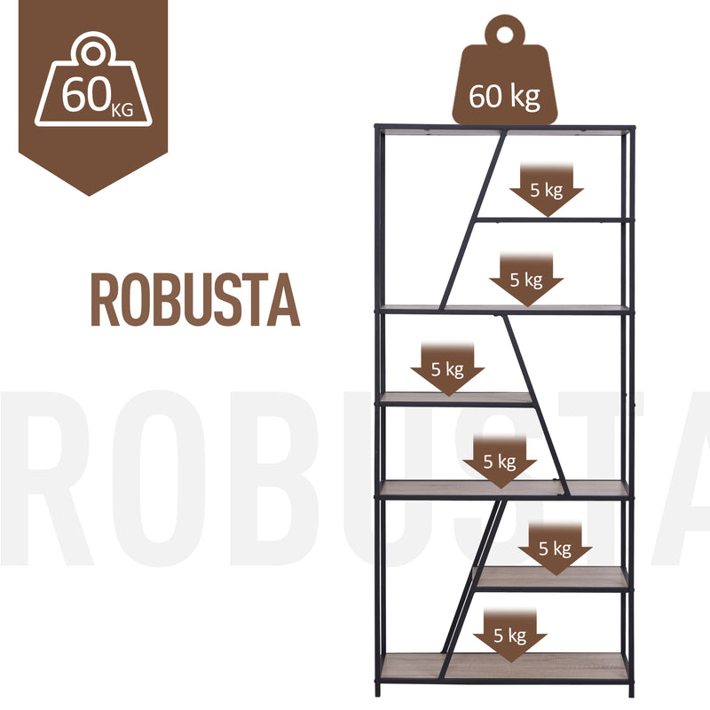 Libreria 9 Ripiani 80x33x180 cm in Legno e Metallo  Nera