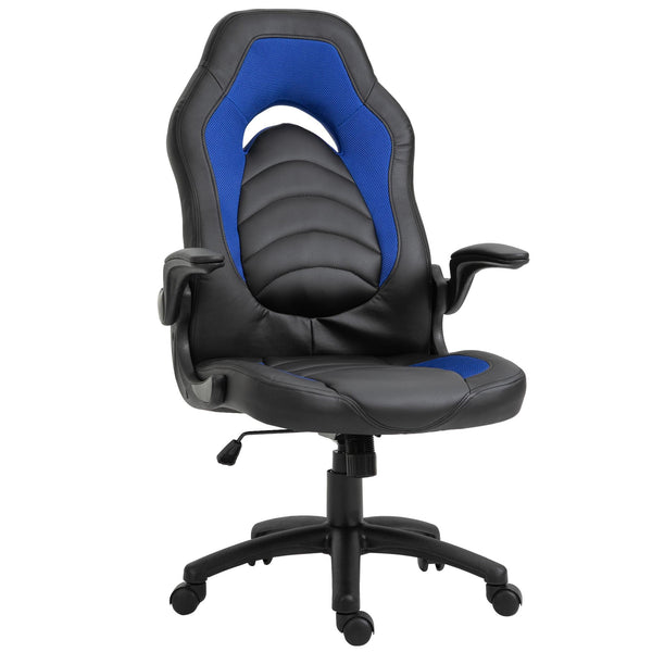 Chaise Gaming Ergonomique 66,5x51x115-125 cm en Simili Cuir Noir et Bleu acquista