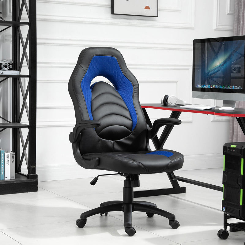 Sedia da Gaming Ergonomica 66,5x51x115-125 cm in Similpelle  Nera e Blu