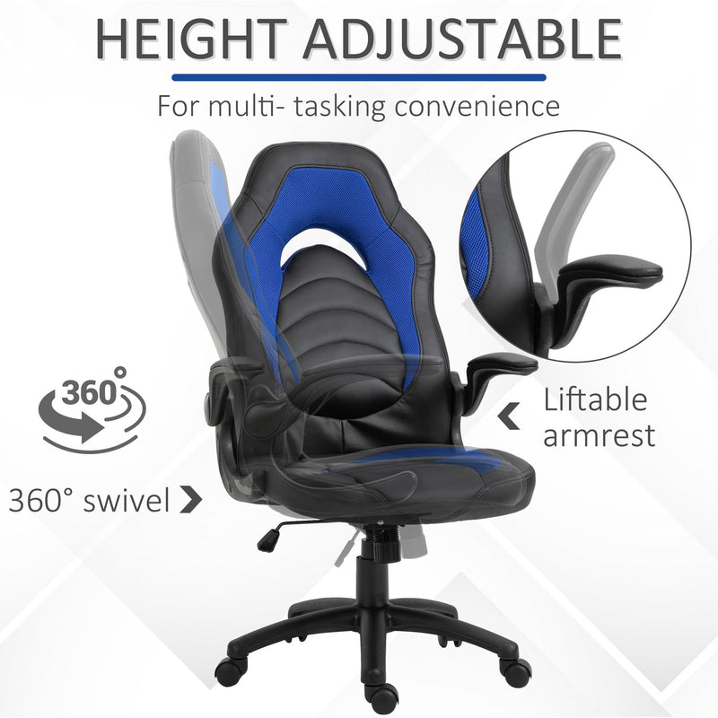 Sedia da Gaming Ergonomica 66,5x51x115-125 cm in Similpelle  Nera e Blu