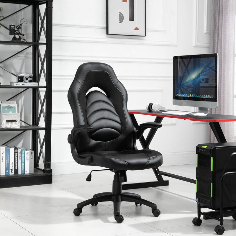 Sedia da Gaming Ergonomica 66,5x51x115-125 cm in Similpelle  Nera