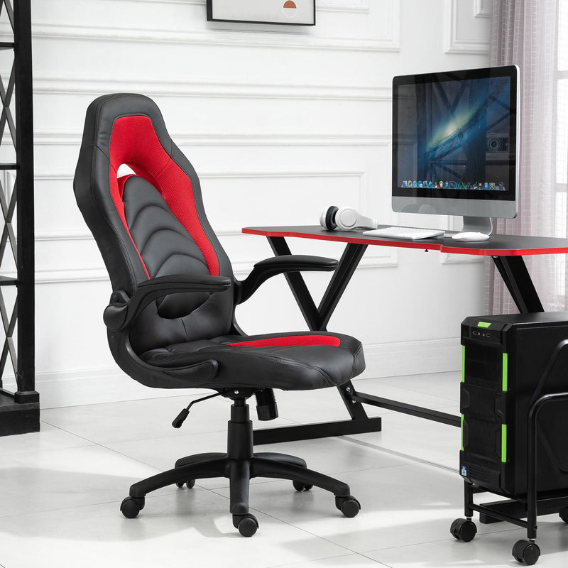 Sedia da Gaming Ergonomica 66,5x51x115-125 cm in Similpelle  Nera e Rossa