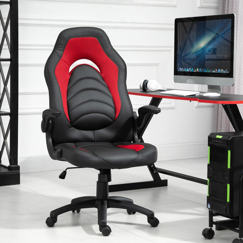 Sedia da Gaming Ergonomica 66,5x51x115-125 cm in Similpelle  Nera e Rossa