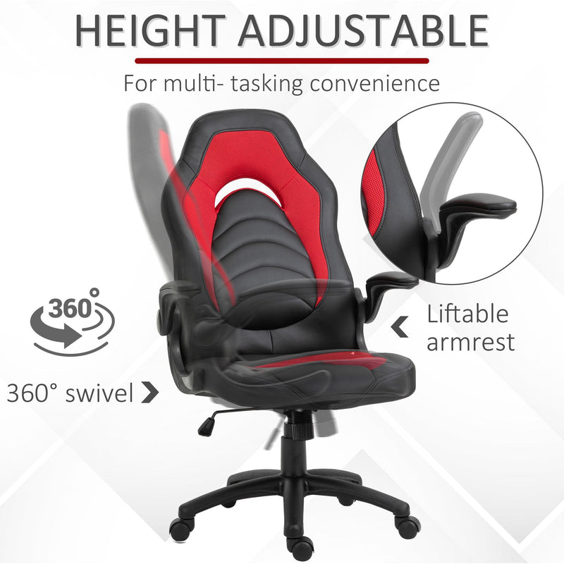 Sedia da Gaming Ergonomica 66,5x51x115-125 cm in Similpelle  Nera e Rossa