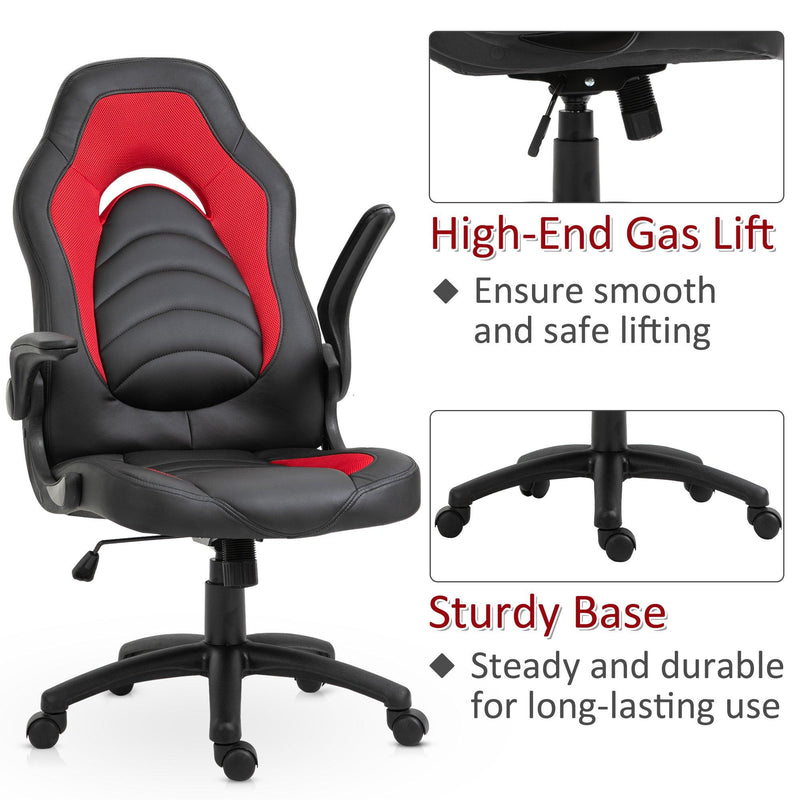 Sedia da Gaming Ergonomica 66,5x51x115-125 cm in Similpelle  Nera e Rossa