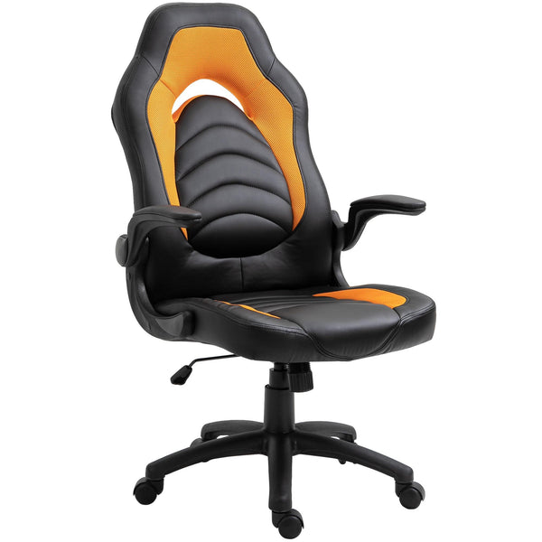 Chaise Gaming Ergonomique 66,5x51x115-125 cm en Simili Cuir Noir et Orange online