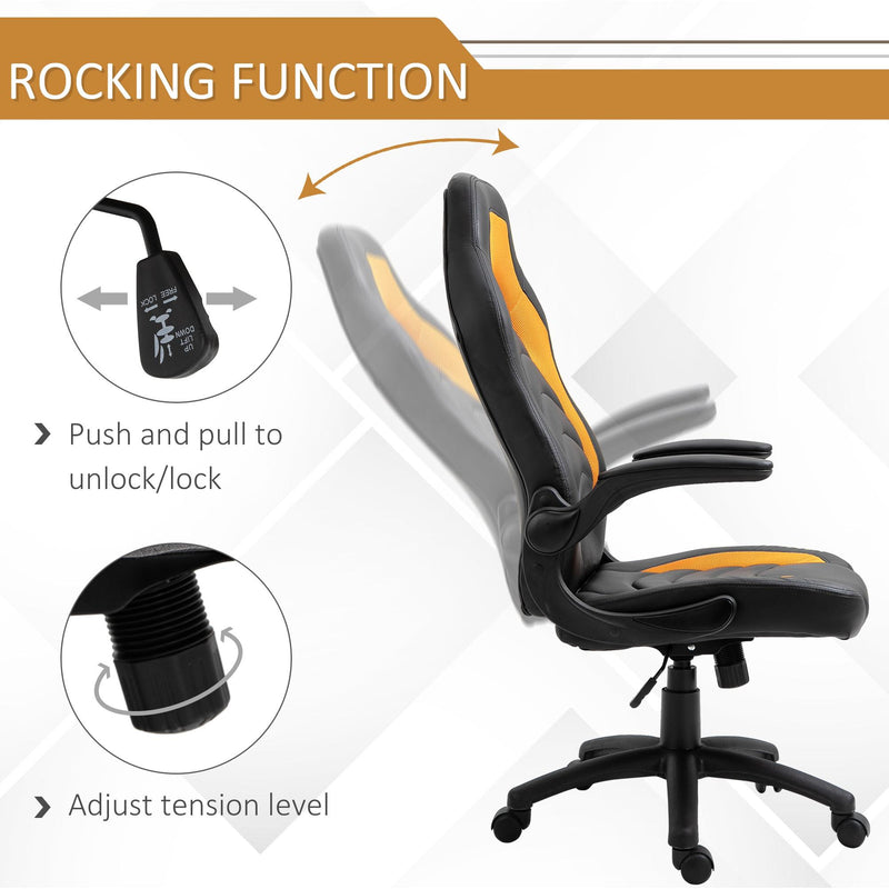Sedia da Gaming Ergonomica 66,5x51x115-125 cm in Similpelle  Nera e Arancione
