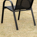 Set 4 Sedie da Giardino 70x54x90 cm in Metallo e Tessuto Nero