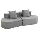Divano 3 Posti Modulare 245x86x82 cm con Seduta Profonda in Velluto a Coste Grigio Chiaro      