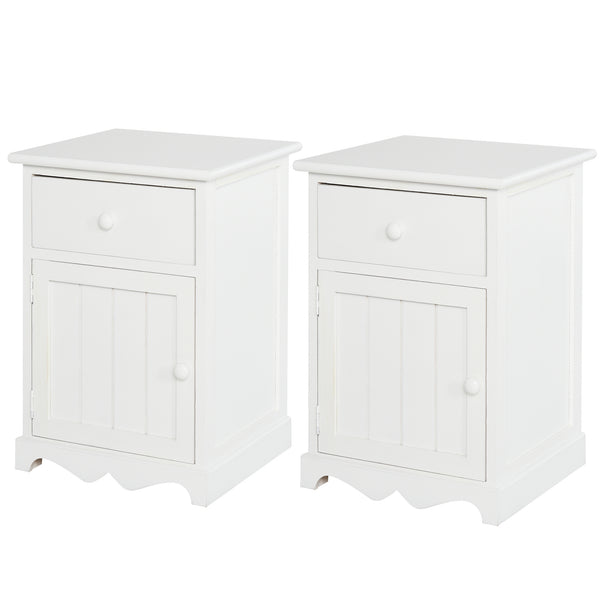 online Set de 2 chevets 1 tiroir 1 porte en bois blanc