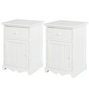 Set 2 Comodini 1 Cassetto 1 Antina in Legno  bianco