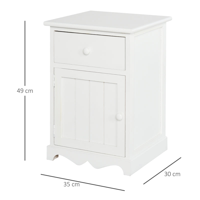 Set 2 Comodini 1 Cassetto 1 Antina in Legno  bianco