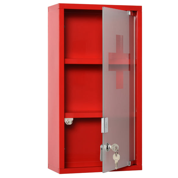 acquista Armoire à Pharmacie 25x12x48 cm 3 Etagères en Acier et Verre Rouge
