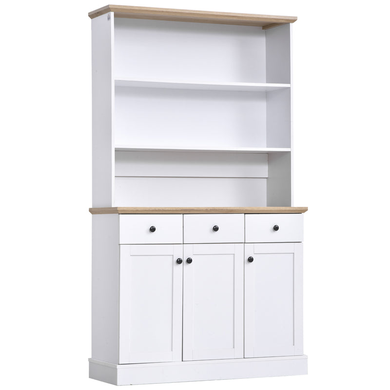 Mobile da Cucina Credenza 3 Ripiani 3 Cassetti 3 Ante 101x39x180,5 cm  Bianca
