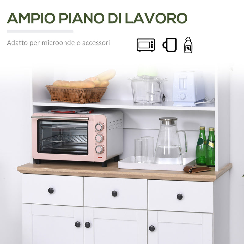 Mobile da Cucina Credenza 3 Ripiani 3 Cassetti 3 Ante 101x39x180,5 cm  Bianca