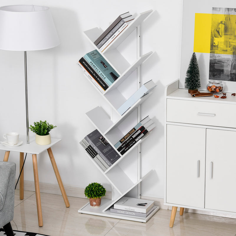 Libreria ad Albero 50x28x142 cm 10 Ripiani  Bianca