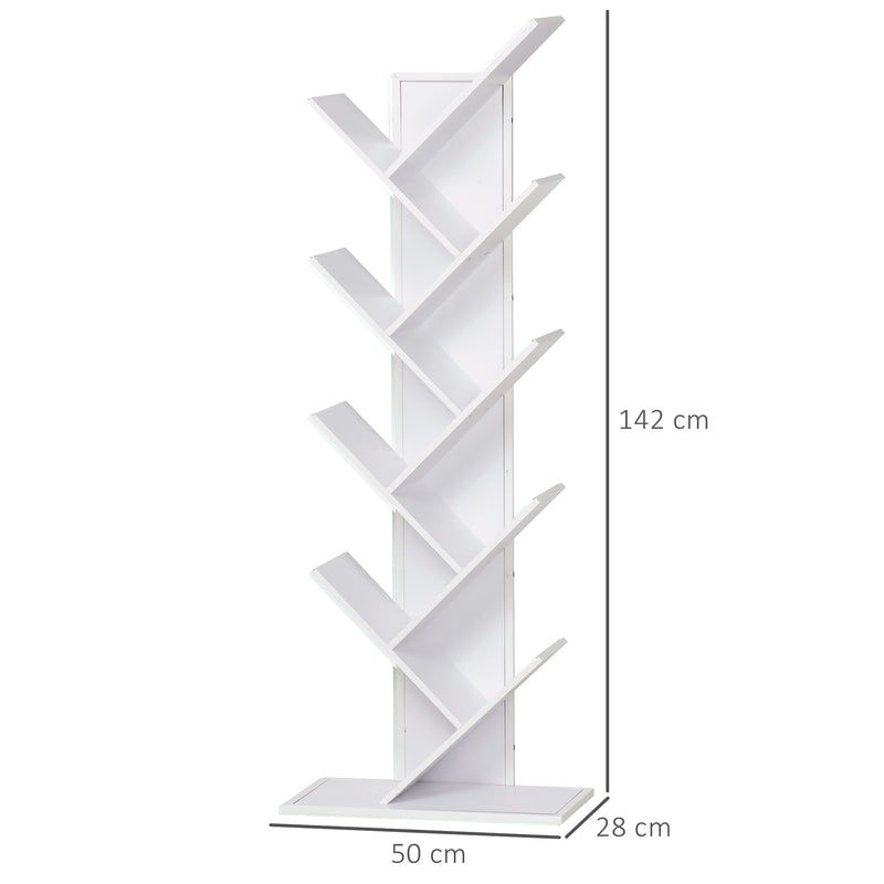 Libreria ad Albero 50x28x142 cm 10 Ripiani  Bianca