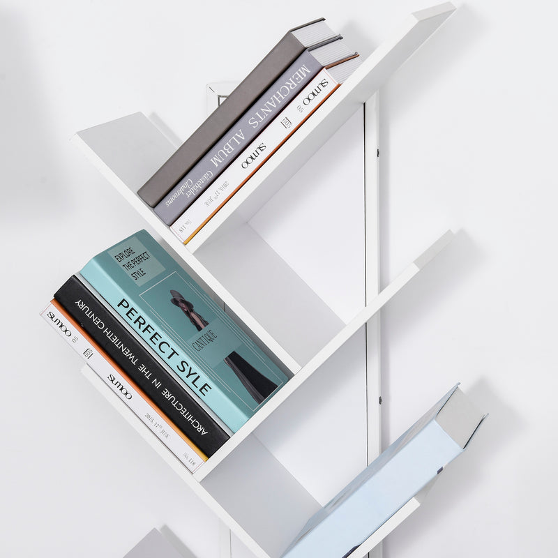 Libreria ad Albero 50x28x142 cm 10 Ripiani  Bianca