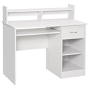 Scrivania 104 x 48 x 95,5 cm con Ripiano Tastiera Estraibile e Mensole  in Legno  Bianco