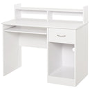 Scrivania 104 x 48 x 95,5 cm con Ripiano Tastiera Estraibile e Mensole  in Legno  Bianco