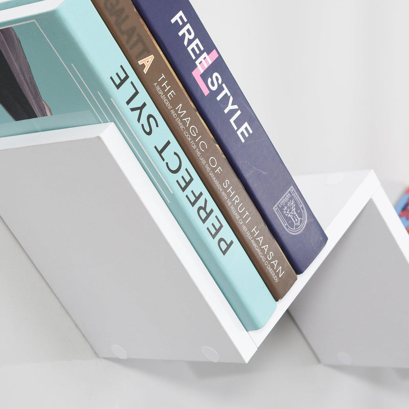 Libreria Mensola Sospesa a V 80,6x16x15,2 cm in Legno  Bianca