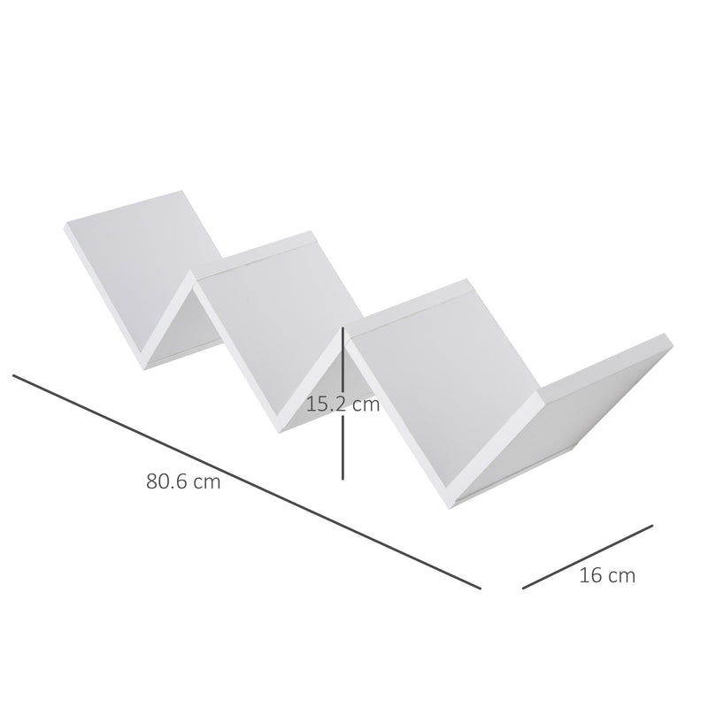 Libreria Mensola Sospesa a V 80,6x16x15,2 cm in Legno  Bianca