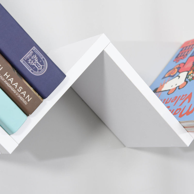 Libreria Mensola Sospesa a V 80,6x16x15,2 cm in Legno  Bianca