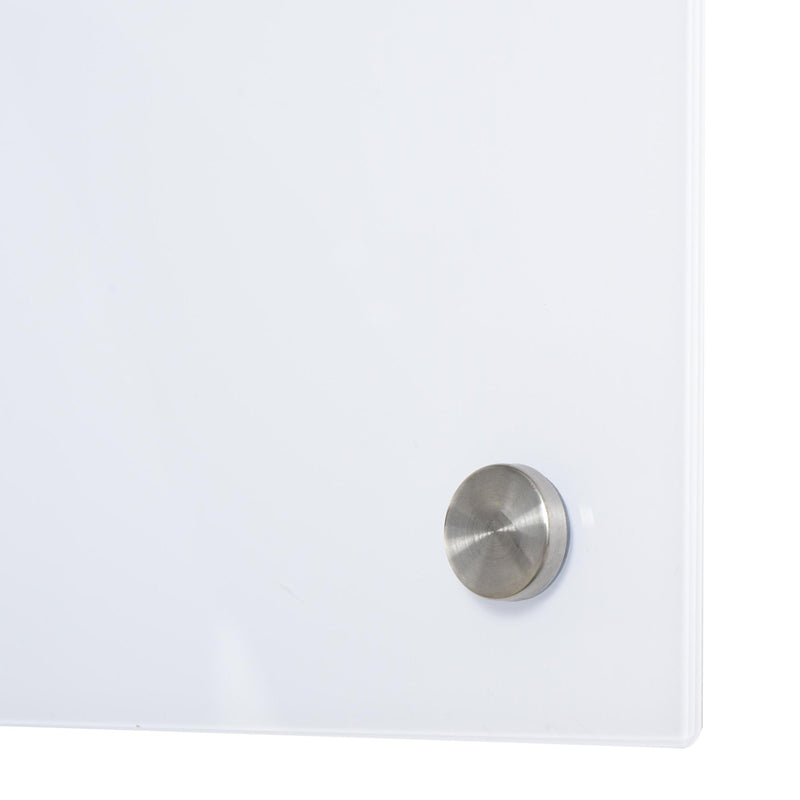 Lavagna Bianca da Parete in Vetro 90x60x0,4 cm con Pennarelli e Cancellino 