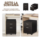 Cassettiera Portadocumenti da Ufficio 40x44x54,6 cm 2 Cassetti in Legno  Nera