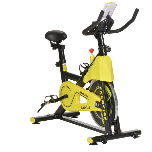 acquista Vélo d'Appartement Spinning 50x100x101-113 cm avec Ecran LCD et Support Smartphone Jaune