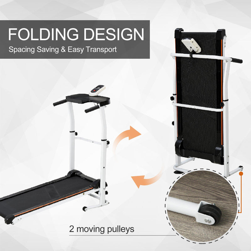 Tapis Roulant Meccanico Pieghevole con Schermo LED  Bianco e Nero