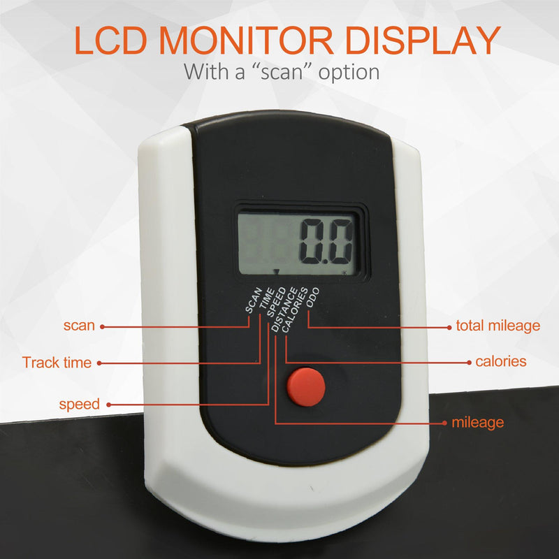 Tapis Roulant Meccanico Pieghevole con Schermo LED  Bianco e Nero