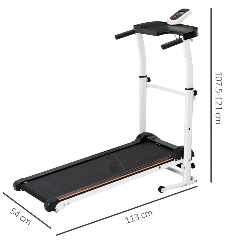 Tapis Roulant Meccanico Pieghevole con Schermo LED  Bianco e Nero