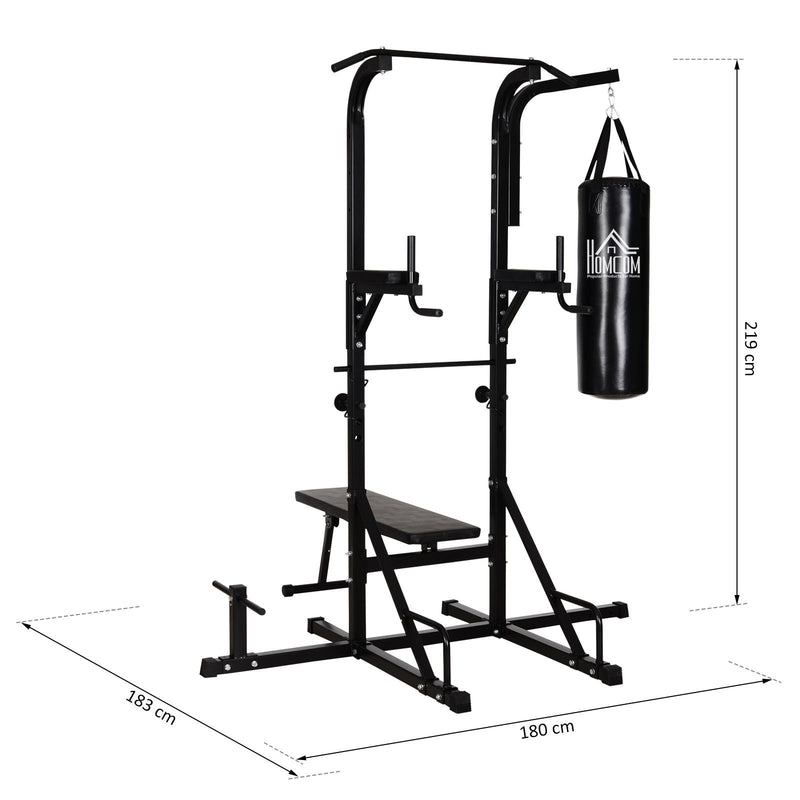 Postazione Multiuso con Panca e Sacco Boxe   Nera
