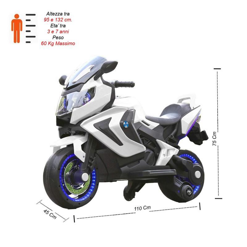 Moto Elettrica per Bambini 2 Posti 12V Jepsen Bianca
