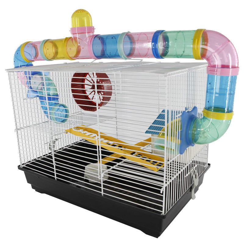 Gabbia per Criceti 3 Livelli con Tubi e Accessori 