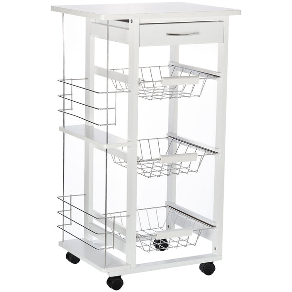 prezzo Desserte Cuisine 47x37x83 cm 3 Paniers 2 Porte Bouteilles Blanc
