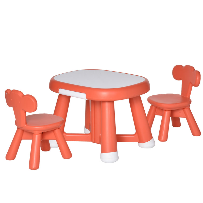 Set Tavolino con 2 Sedie per Bambini con Piano Lavagnetta Bianca   Rosso