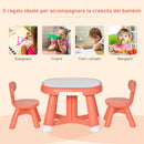 Set Tavolino con 2 Sedie per Bambini con Piano Lavagnetta Bianca   Rosso