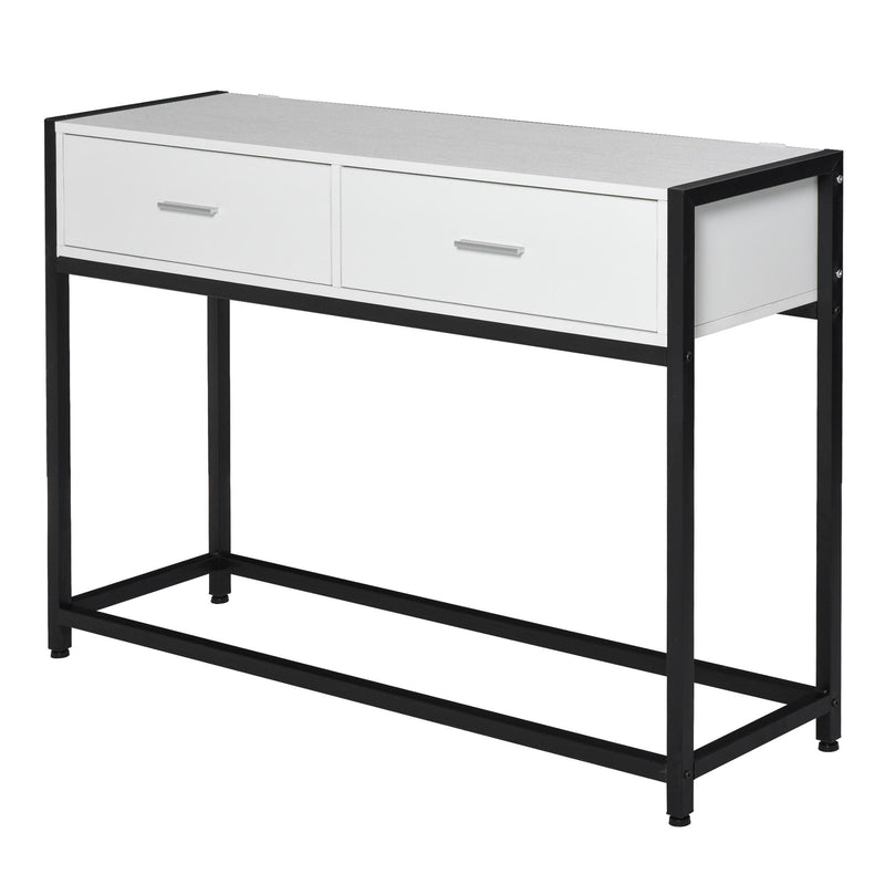 Consolle Fissa 120x34x81 cm in Truciolare e Acciaio  Bianco e Nero