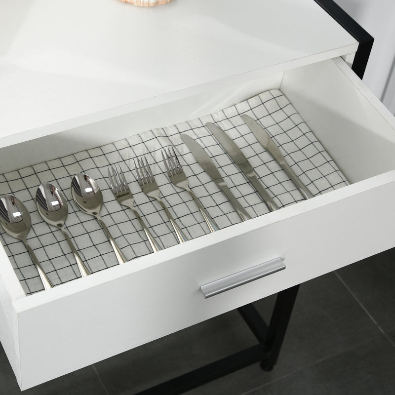 Consolle Fissa 120x34x81 cm in Truciolare e Acciaio  Bianco e Nero