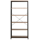 Libreria 6 Ripiani 80x30x180 cm in Legno e Metallo  Nera