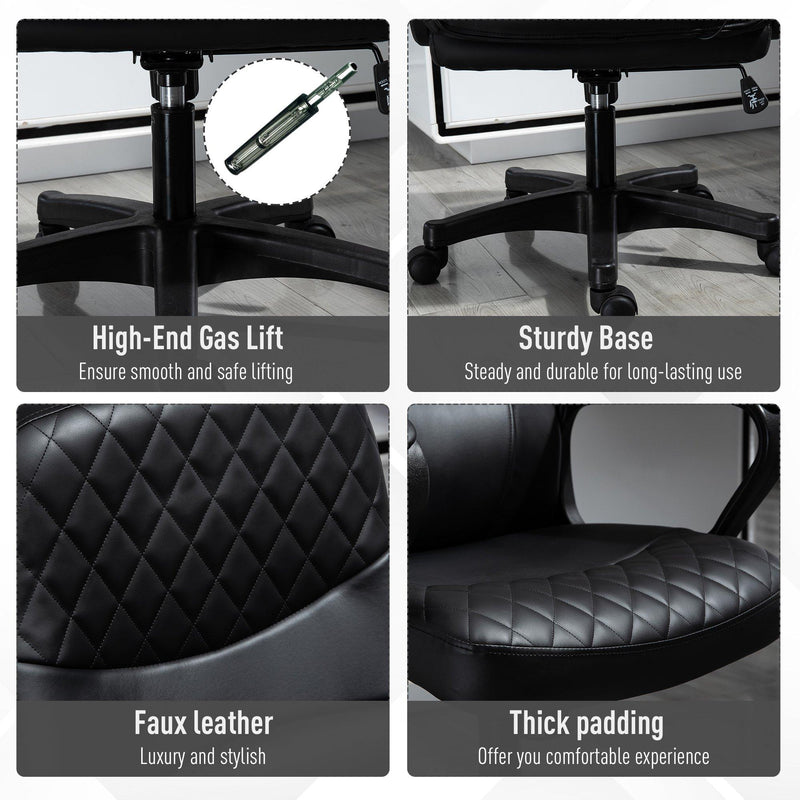 Sedia Poltrona Operativa da Ufficio in Similpelle  Nera