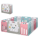 Box Recinto Attività per Bambini 149x155x64 cm in Plastica  Azzurro Bianco e Rosa