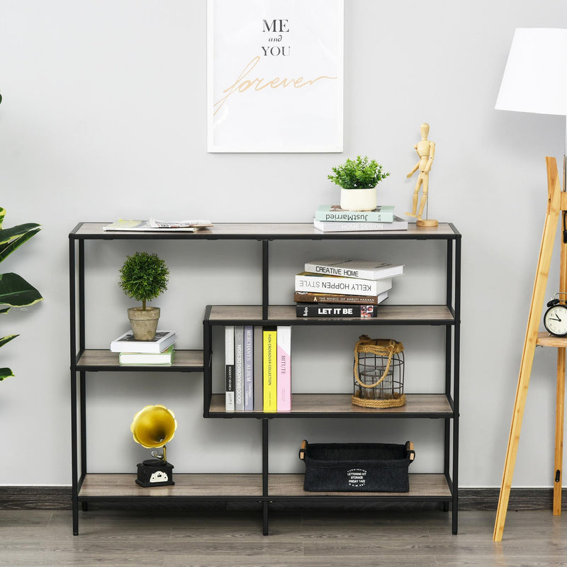 Libreria Scaffale 5 Ripiani 120x32x95 cm in Legno e Metallo  Nero