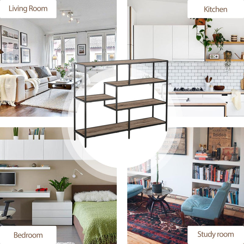 Libreria Scaffale 5 Ripiani 120x32x95 cm in Legno e Metallo  Nero