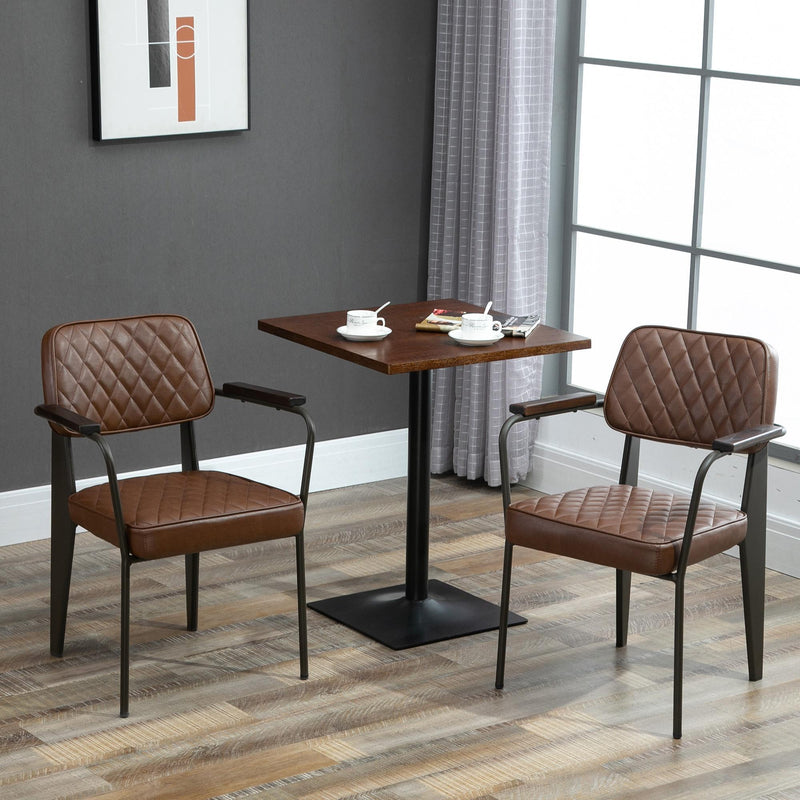 Set 2 Sedie Imbottite 58,5x59x81 cm in Similpelle e Acciaio  Marrone