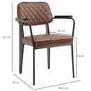 Set 2 Sedie Imbottite 58,5x59x81 cm in Similpelle e Acciaio  Marrone